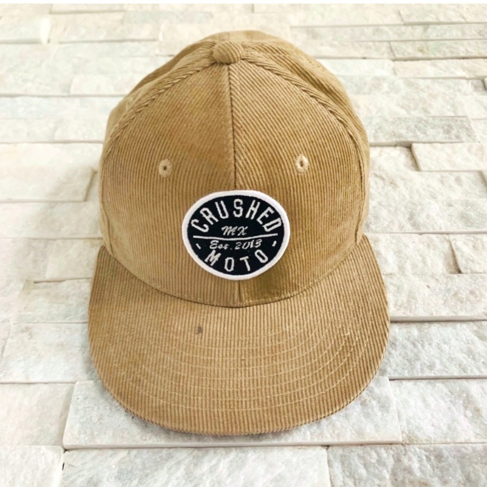 Tan Corduroy Crushed Moto Snapback